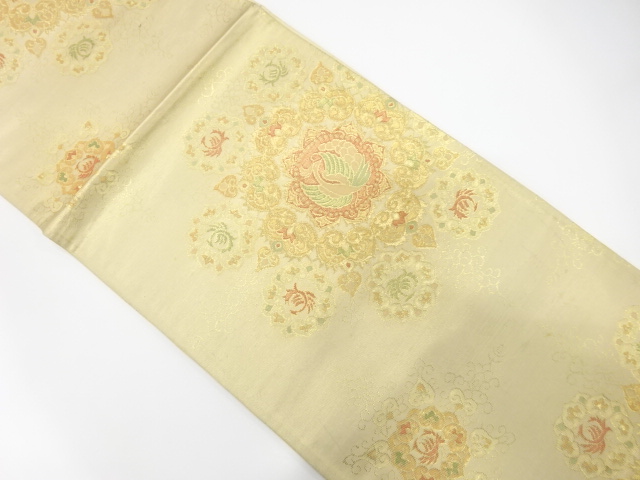 JAPANESE KIMONO / ANTIQUE FUKURO OBI / SILK / FLOWER